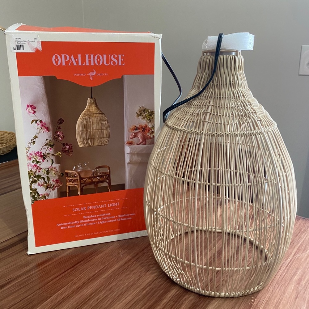 17" LED Outdoor Solar Pendant Natural - Opalhouse